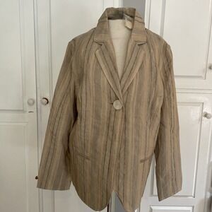 J Jill Linen Stripe Blazer NWT Size XL One Button Front Read‎ Description!!!